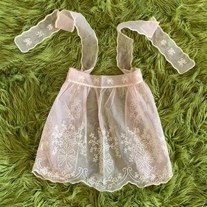 Vintage Pink Tulle & White Velvet Apron !!!